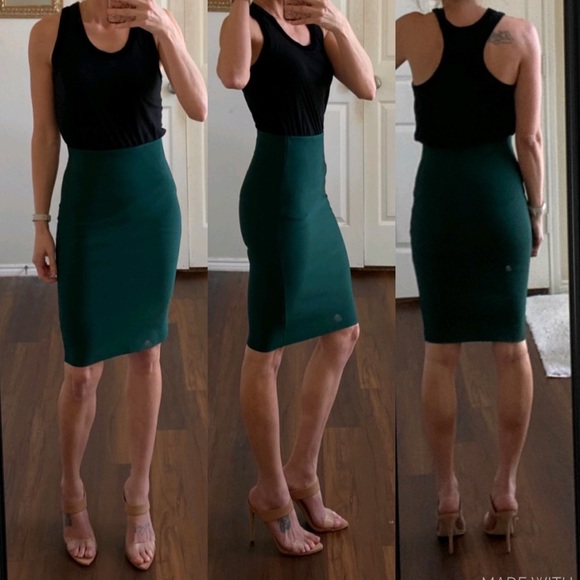 WOW couture Dresses & Skirts - Wow Couture emerald green bandage knee length high waist midi bodycon skirt